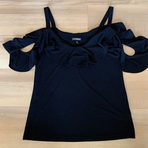 Black open shoulder shirt